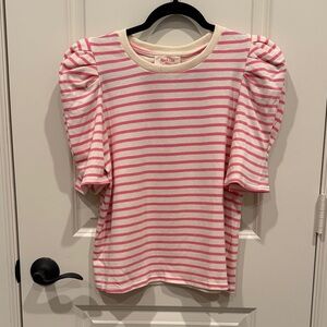 Peach Love California Pink and Cream Striped Blouse M